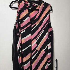 Michel Studio Pink and Black Geometric Sleeveless Tunic